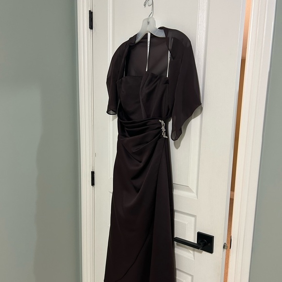 David’s Bridal Truffle colour bridesmaid dress and bolero. Worn once. - Picture 3 of 4